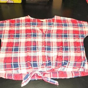 Universal Thread Red and Blue Button Down Shirt with Plaid Design Sz XXL
